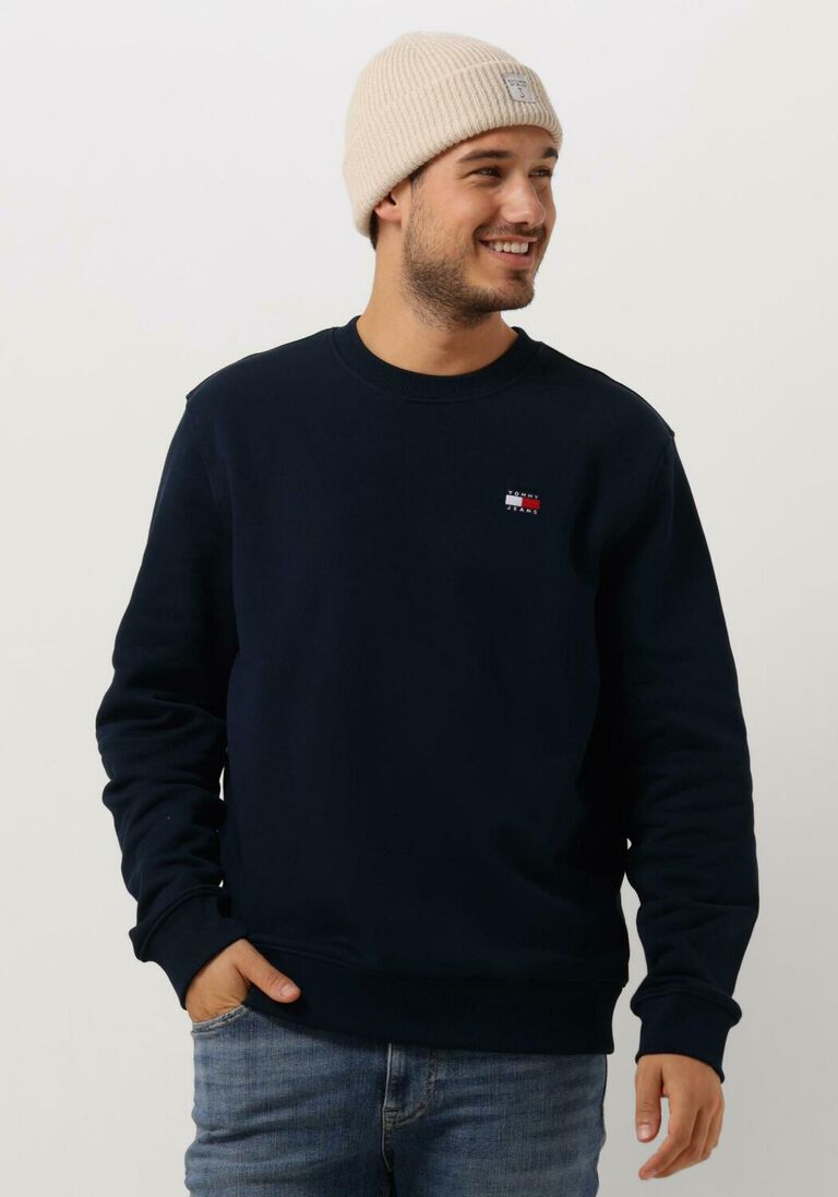 TOMMY JEANS donkerblauwe tommy jeans trui tjm reg badge crew ext