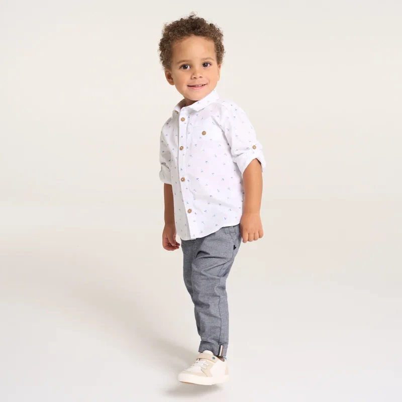 Pantalon coton fantaisie bleu bébé garçon Turquoise
