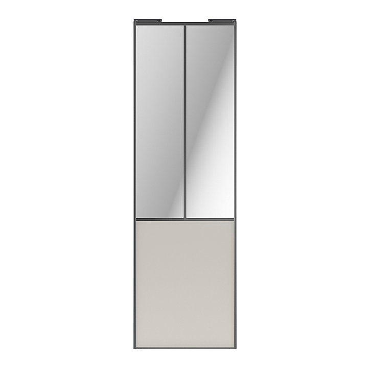 Porte de placard coulissante atelier gris clair mat profil gris GoodHome Arius H. 248,5 x L. 76.2 cm + amortisseurs