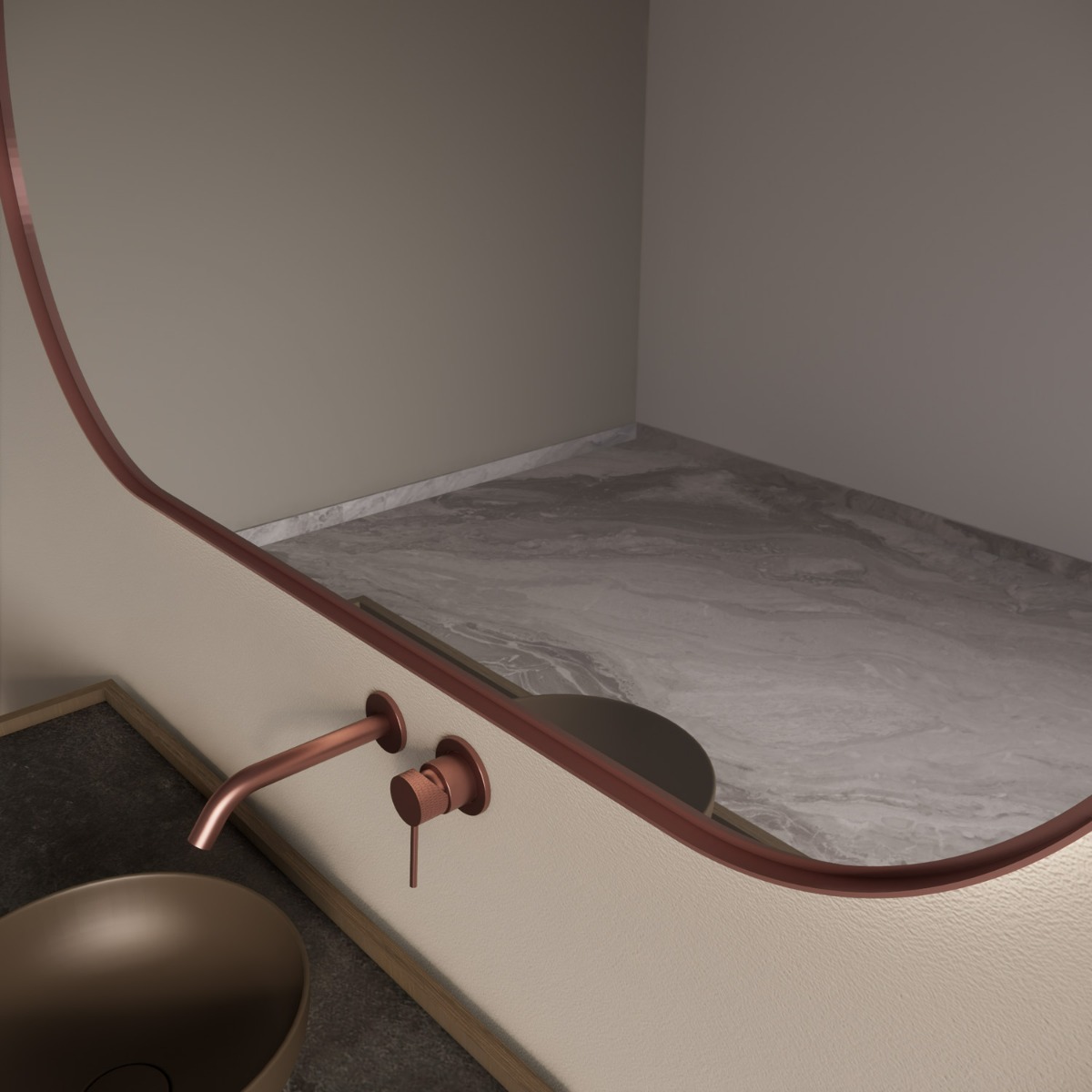 Gliss Design Aura spiegel met LED-verlichting 140x70cm rosé koper