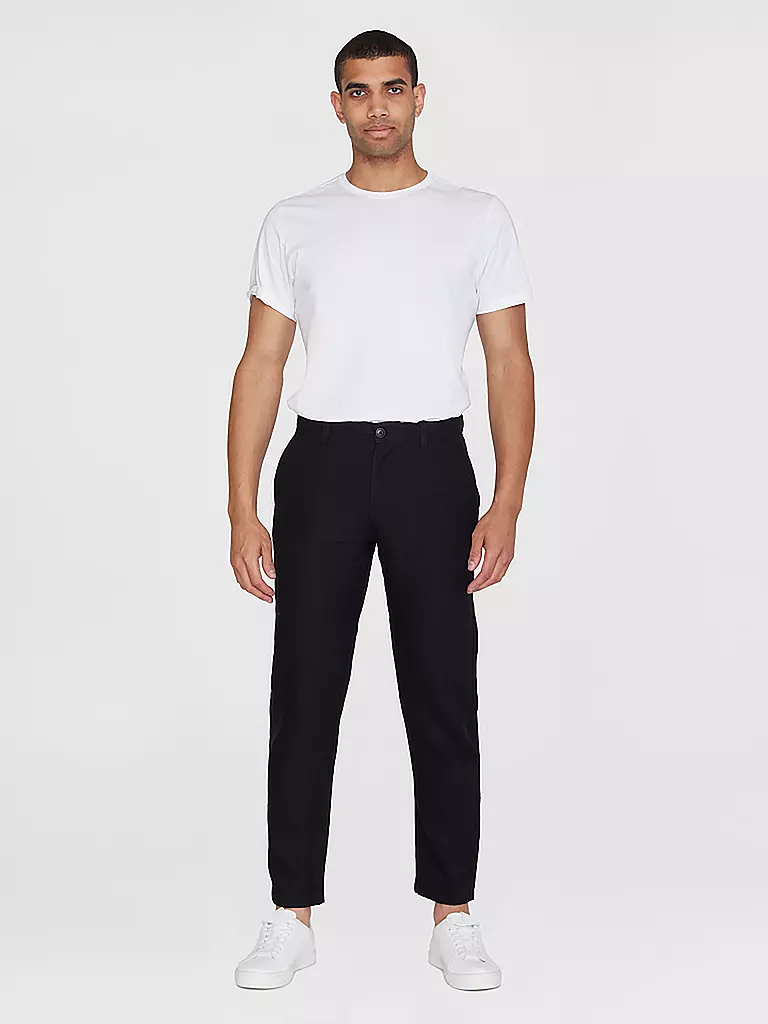 KNOWLEDGE COTTON APPAREL Leinenchino Loose Fit CHUCK schwarz