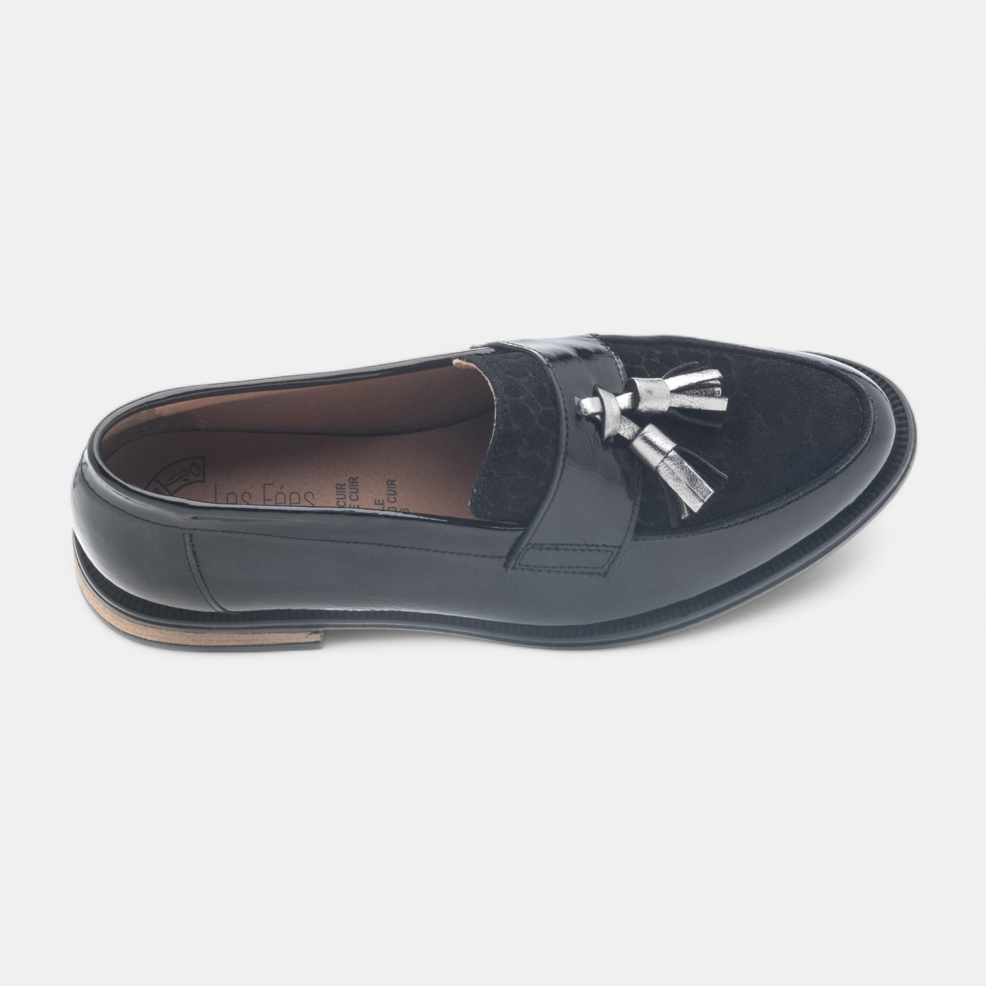 Mocassins Femme en cuir noir vernis