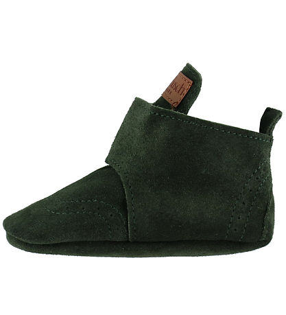 Petit La Busch Leder-Krabbelschuhe - Olive