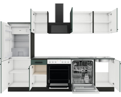 Optifit keukenblok zonder apparatuur Verona405 270 cm groen mat gedemonteerde variant omkeerbaar KPVE 2742OE-9+