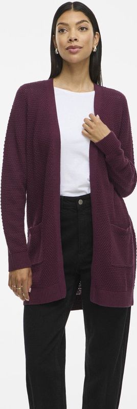 VILA - Vidalo L/S - Gebreid Vest - Aubergine - Damesvest
