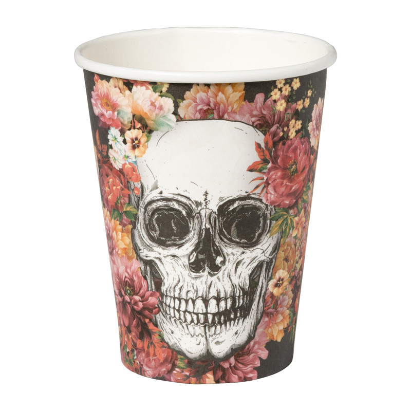 Papieren beker Day of the Dead - set van 10 - ø8x17 cm