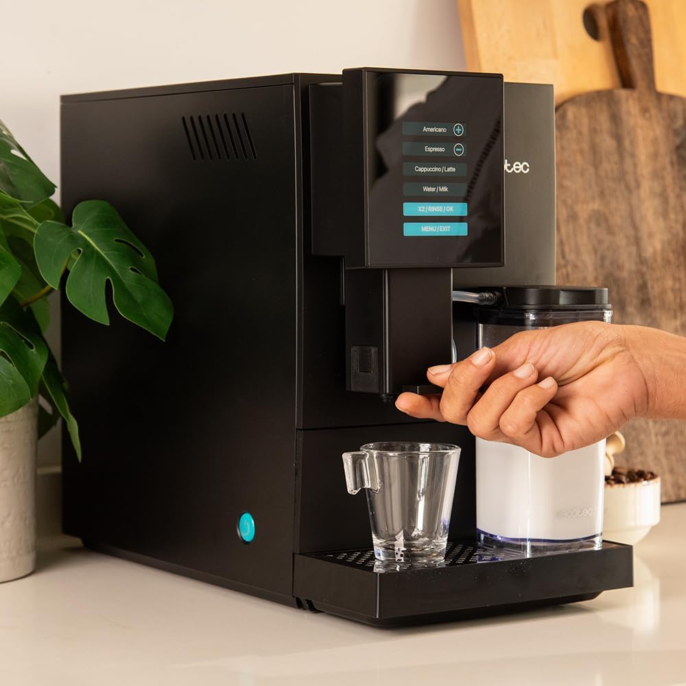 Cecotec Superautomatische Kaffeemaschine Cremmaet Compactccino. 1350 W, Thermoblock, 19 Bar Pumpendruck, Plug&Play-System, Kaffeevorratsbehälter mit integrierter Mühle, Automatische Reinigung