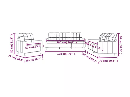 Ensemble de canapés 3 pcs avec coussins Noir Tissu