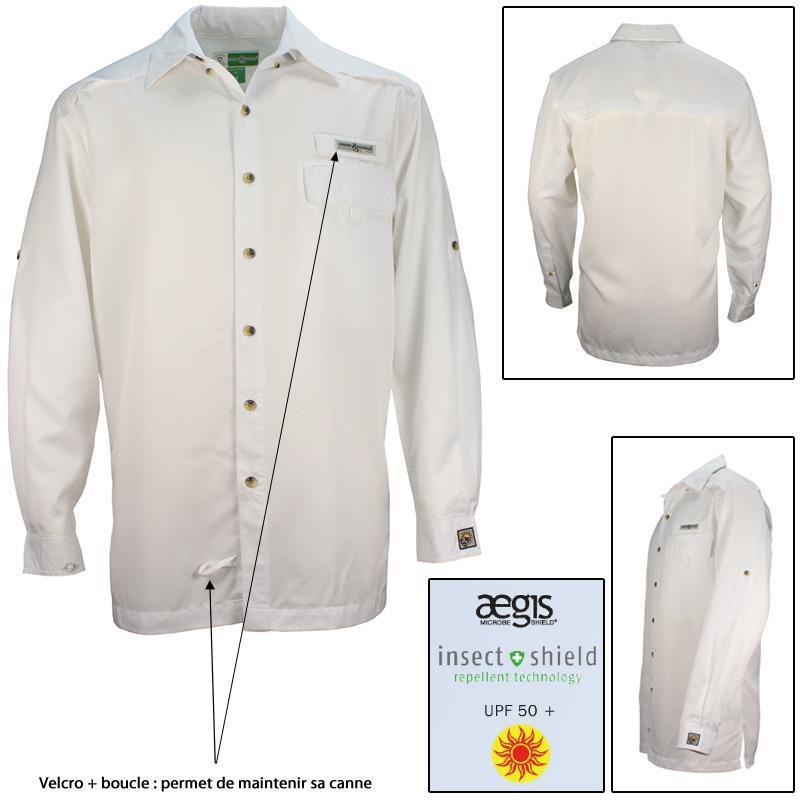 Chemise Manches Longues Homme Hook And Tackle Protection Insect Shield Blanc