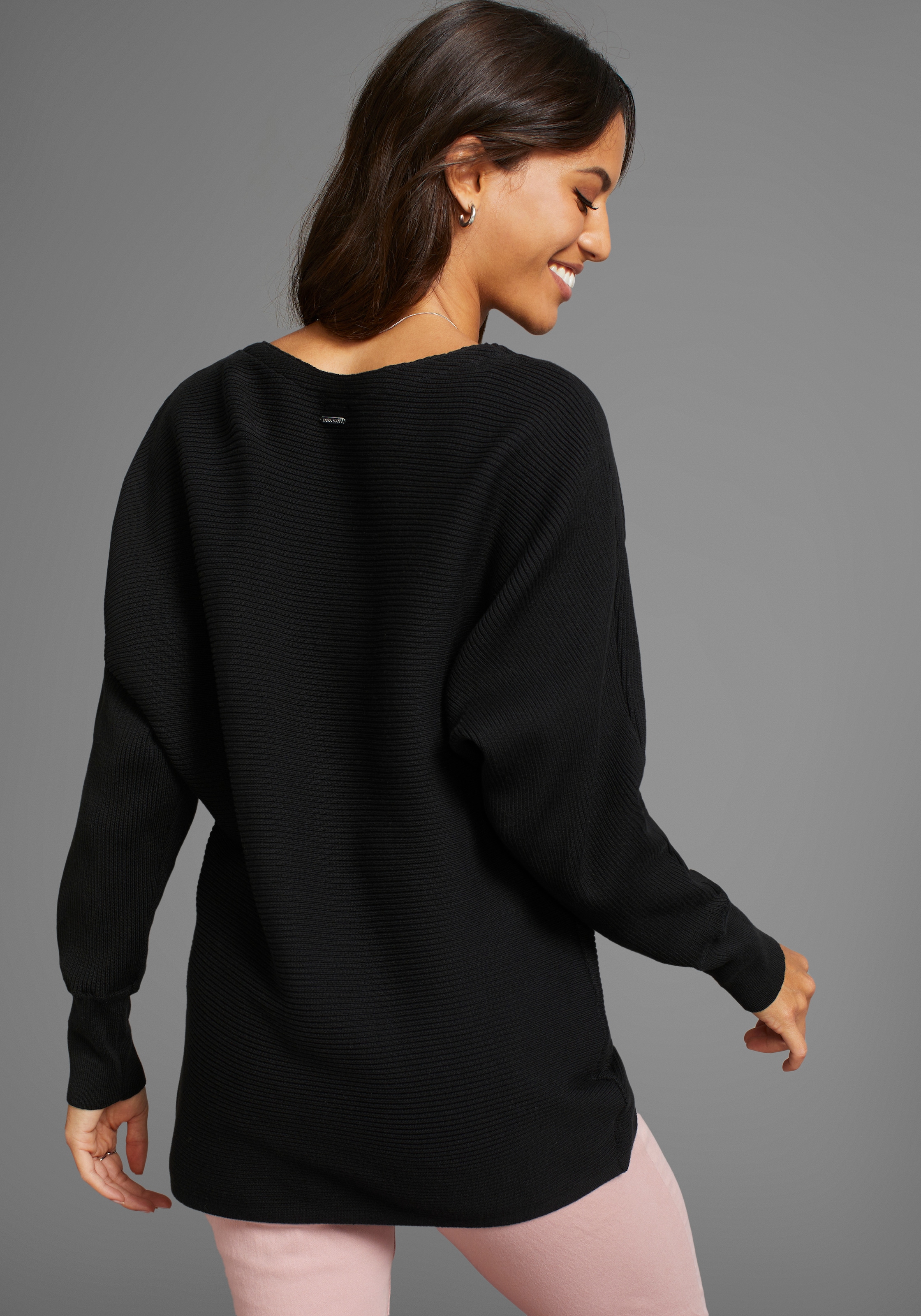 Laura Scott Rundhalspullover , in oversized Form mit Rippstruktur