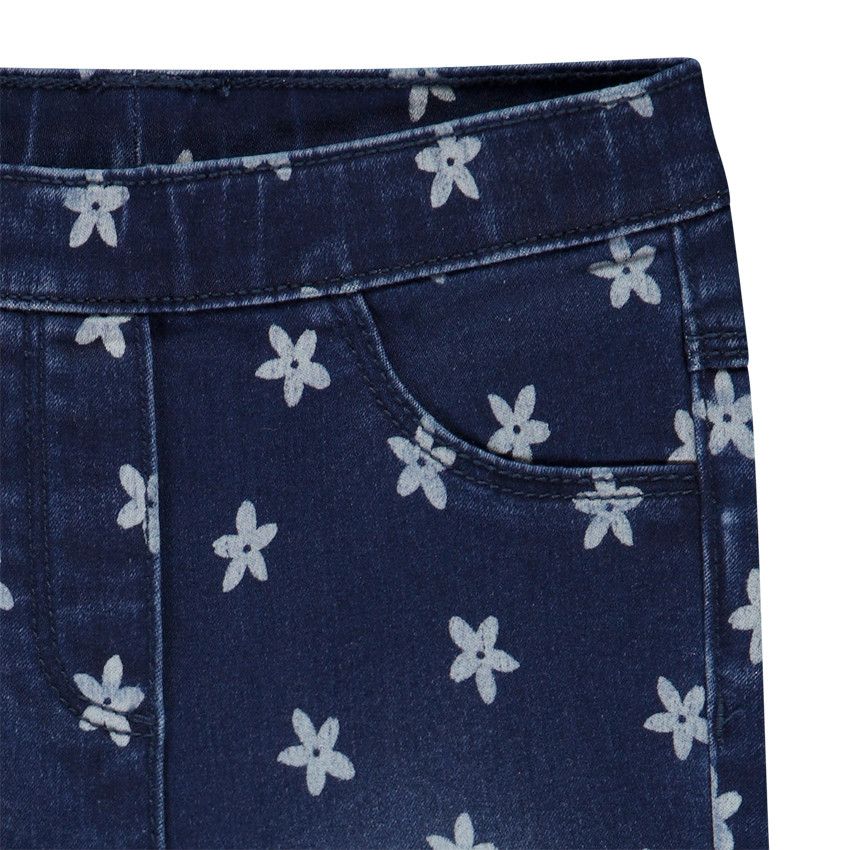 Jegging super stretch en twill imprimé fleurs pour bébé fille - Bleu moyen