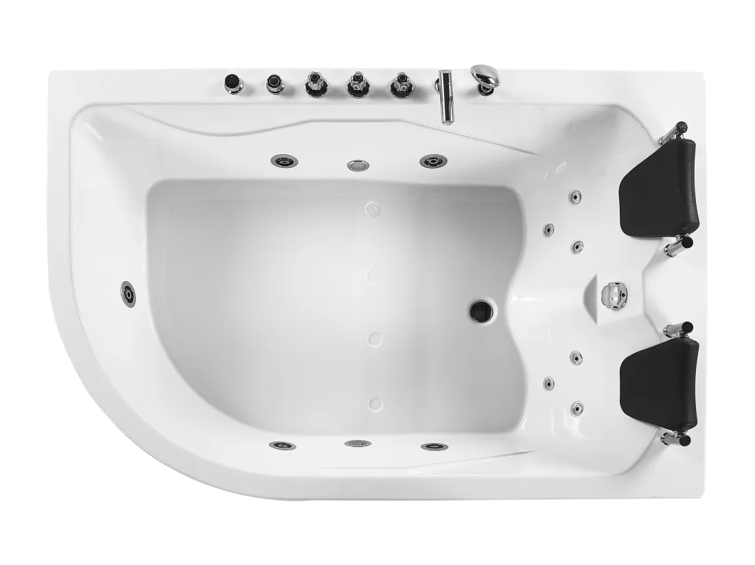 Baignoire angle droite blanche 180 x 120 cm avec LED CALAMA
