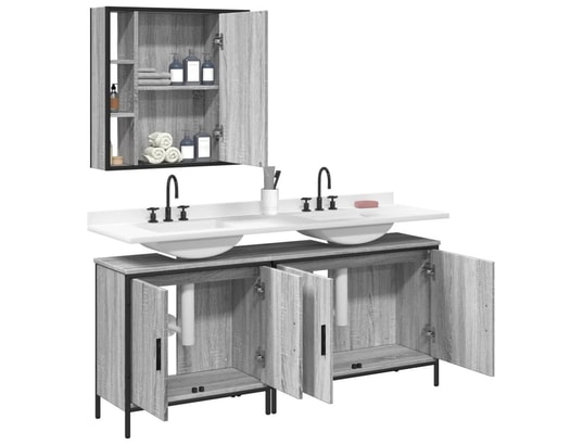 VIDAXL - Ensemble d'armoires de salle de bain 3 pcs sonoma gris