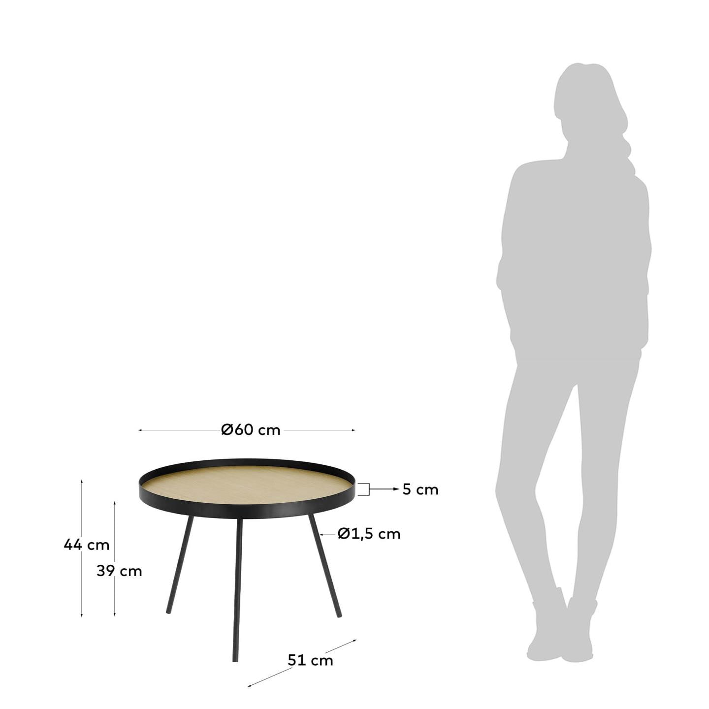 Kave Home Beistelltisch NENET 60 x 60 cm Eiche-Dekor/schwarz