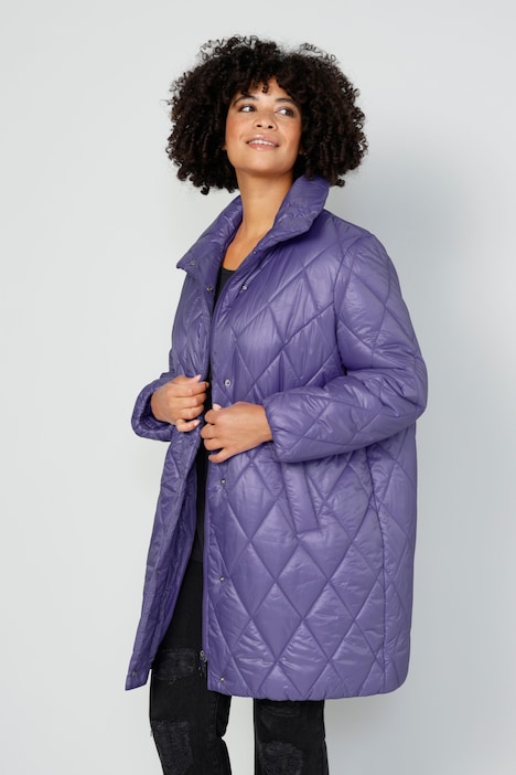 Steppjacke, oversized, Rhombenstepp, 2-Wege-Zipper, Langarm