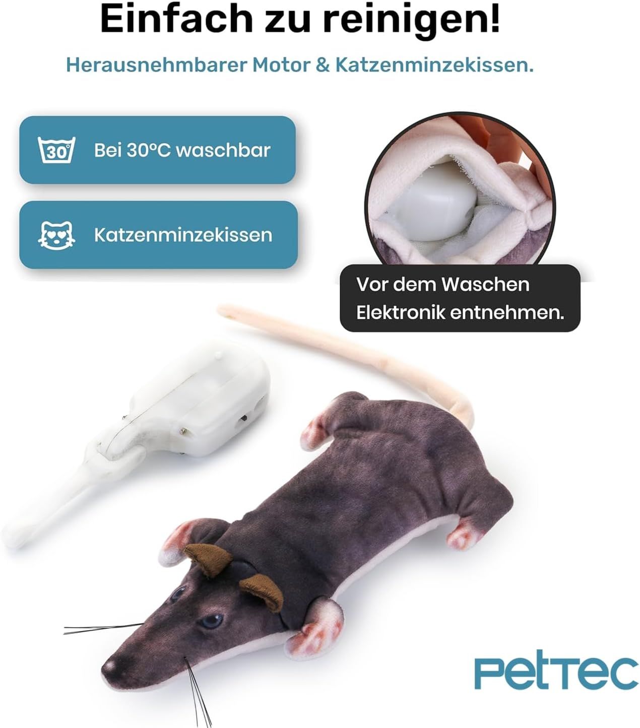 PetTec interaktives Plüschtier für Katzen - Ratte
