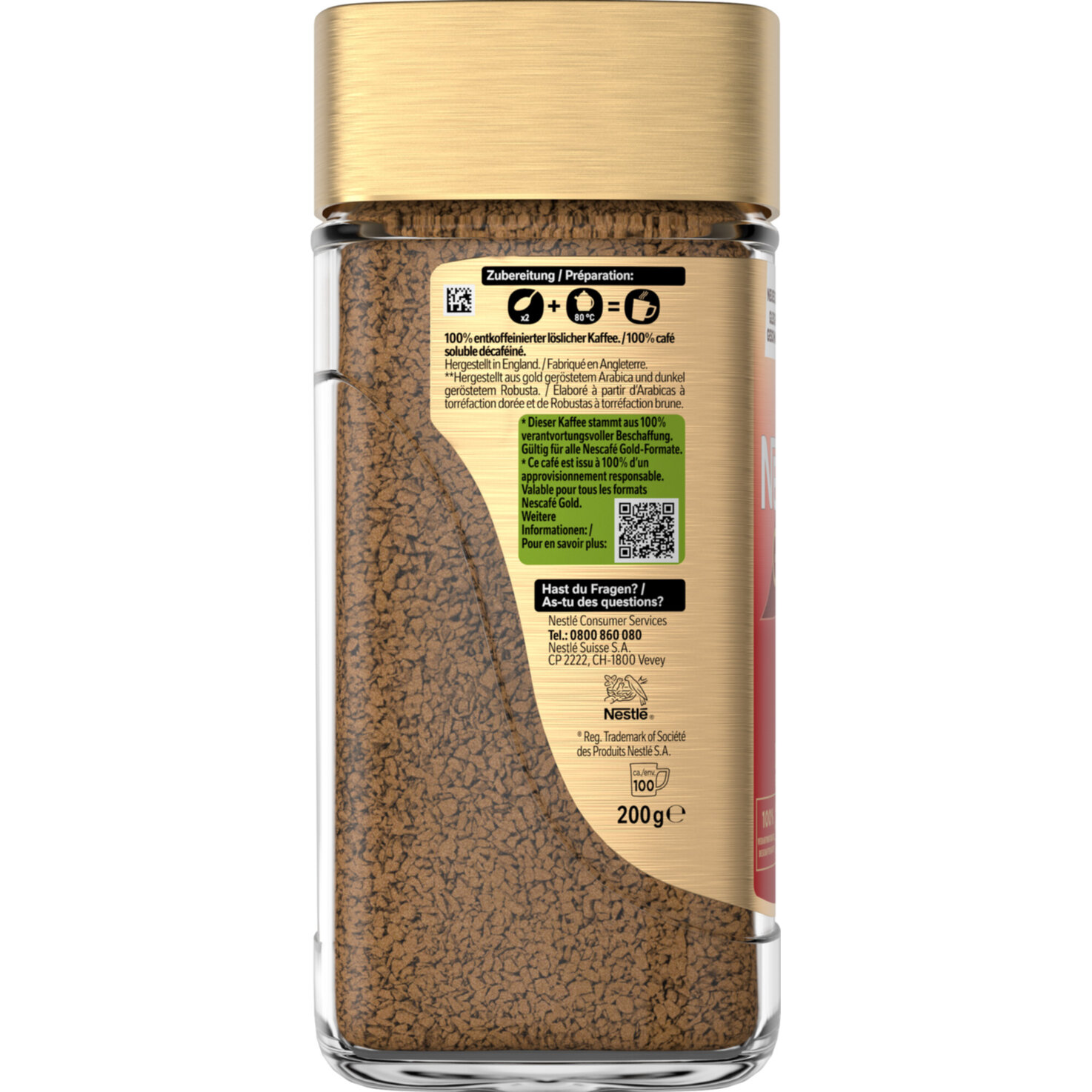 Nescafé Gold Decaf löslicher Kaffee Glas