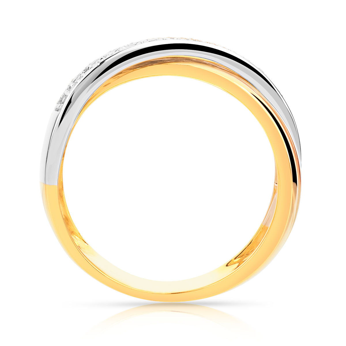Bague 3 ors 750 anneaux croisés diamants