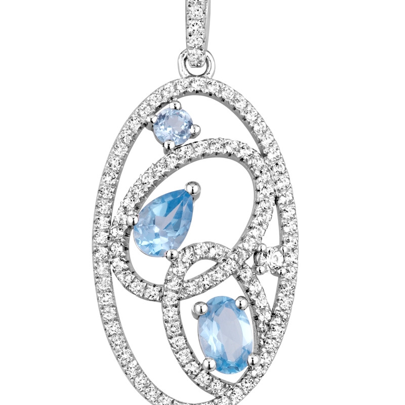 Pendentif en Argent 925 orné de 111 Cristaux Swarovski Zirconia Blancs et Bleus