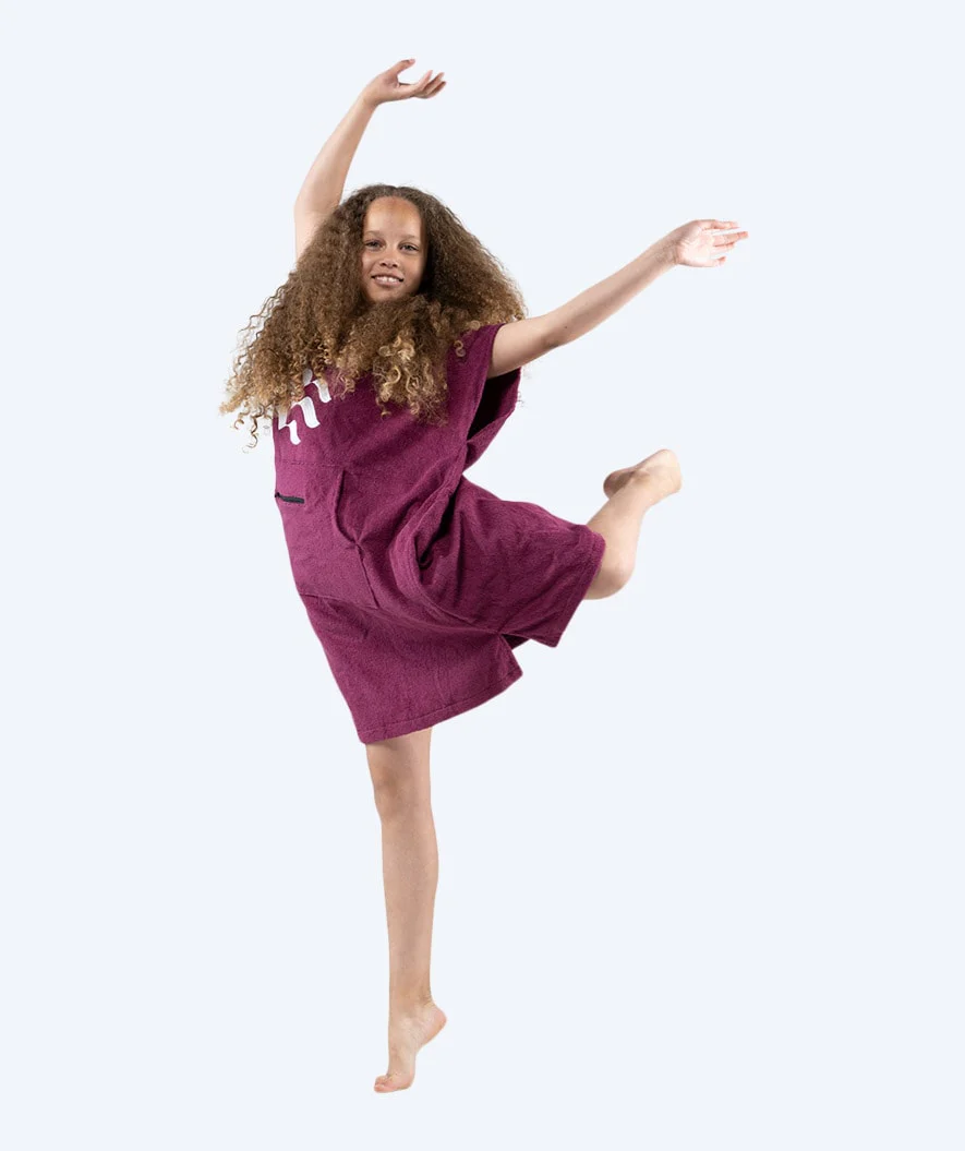 Watery badeponcho til junior - Bomuld - Lilla