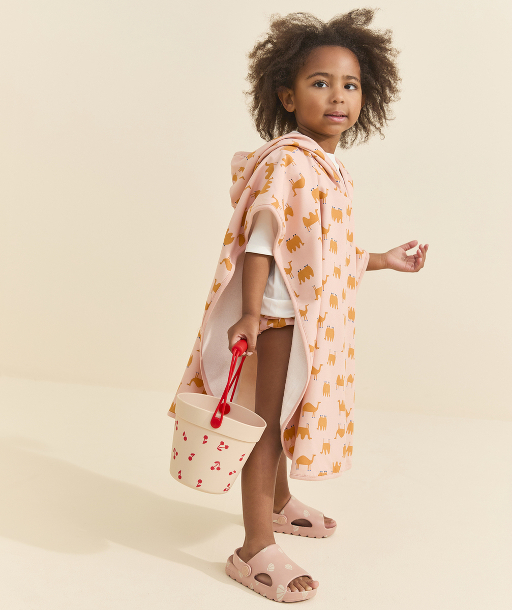 LASSIGSERVIETTE PONCHO BÉBÉ FILLE ANTI-UV ROSE IMPRIMÉ CHAMEAU