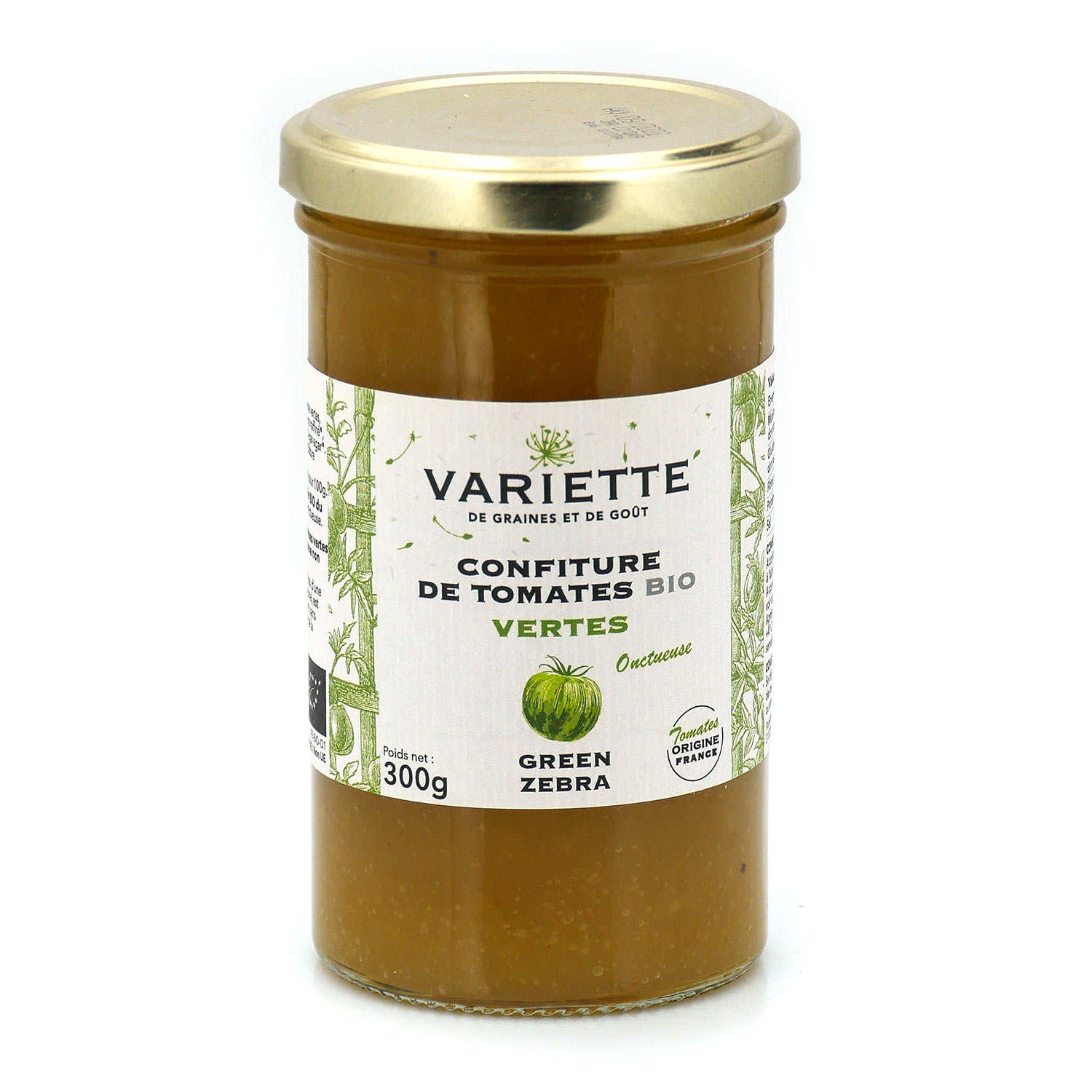 Confiture de tomate bio de variété ancienne Green Zebra verte
