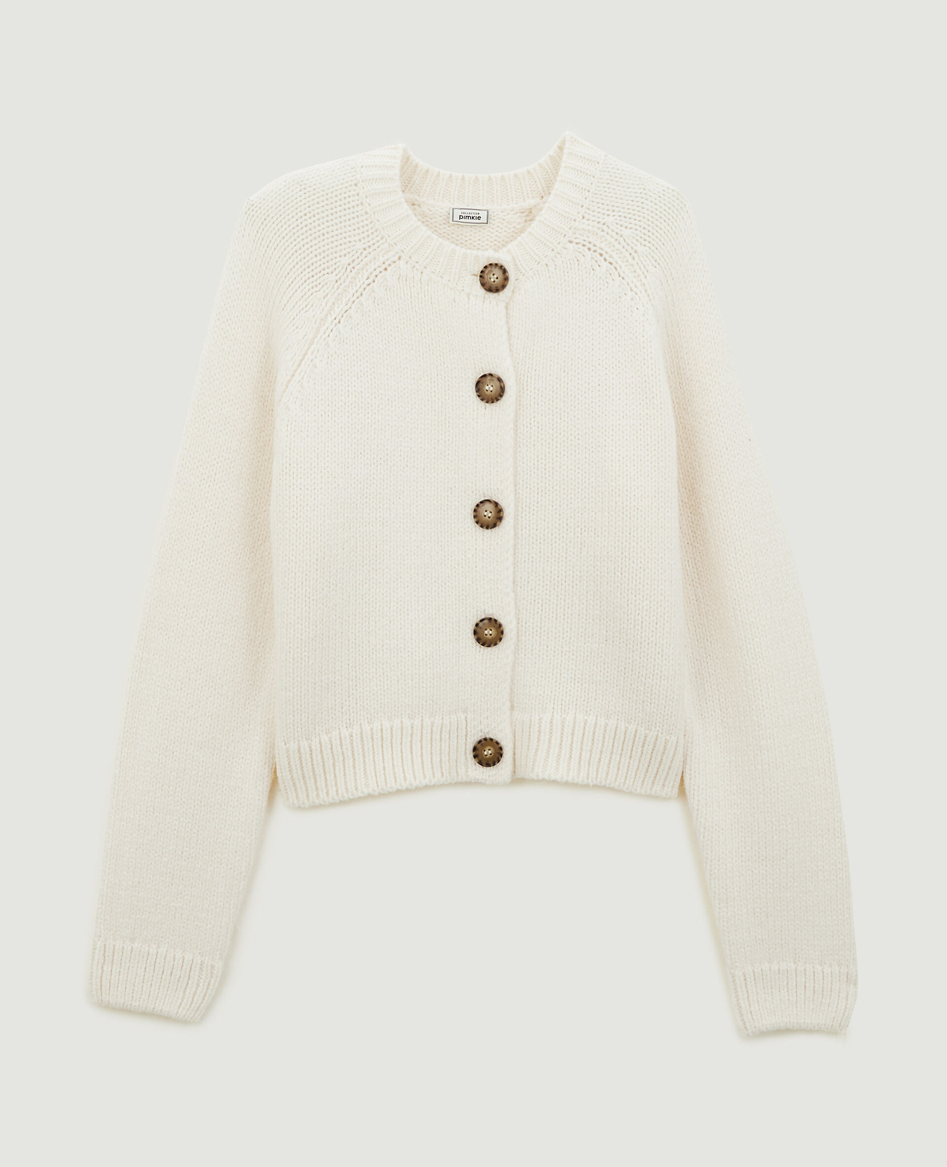 Gilet en maille avec gros boutons - Écru