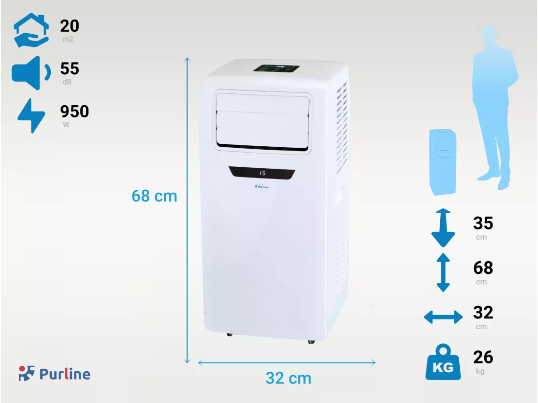 Climatiseur portable 2250 frigories avec télécommande
