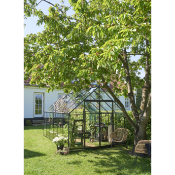 Tuinkas Royal Well Qube 812 zwart gecoat met 3mm veiligheidsglas