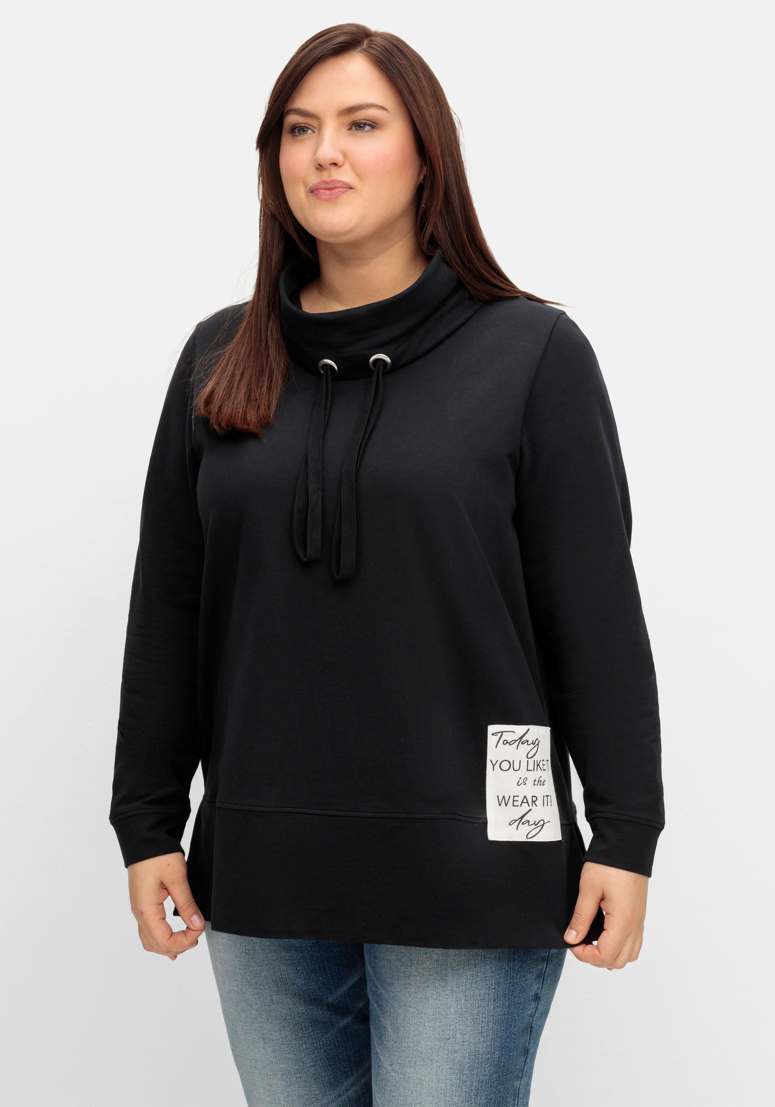 Sweatshirt mit Stehkragen und Applikation seitlich