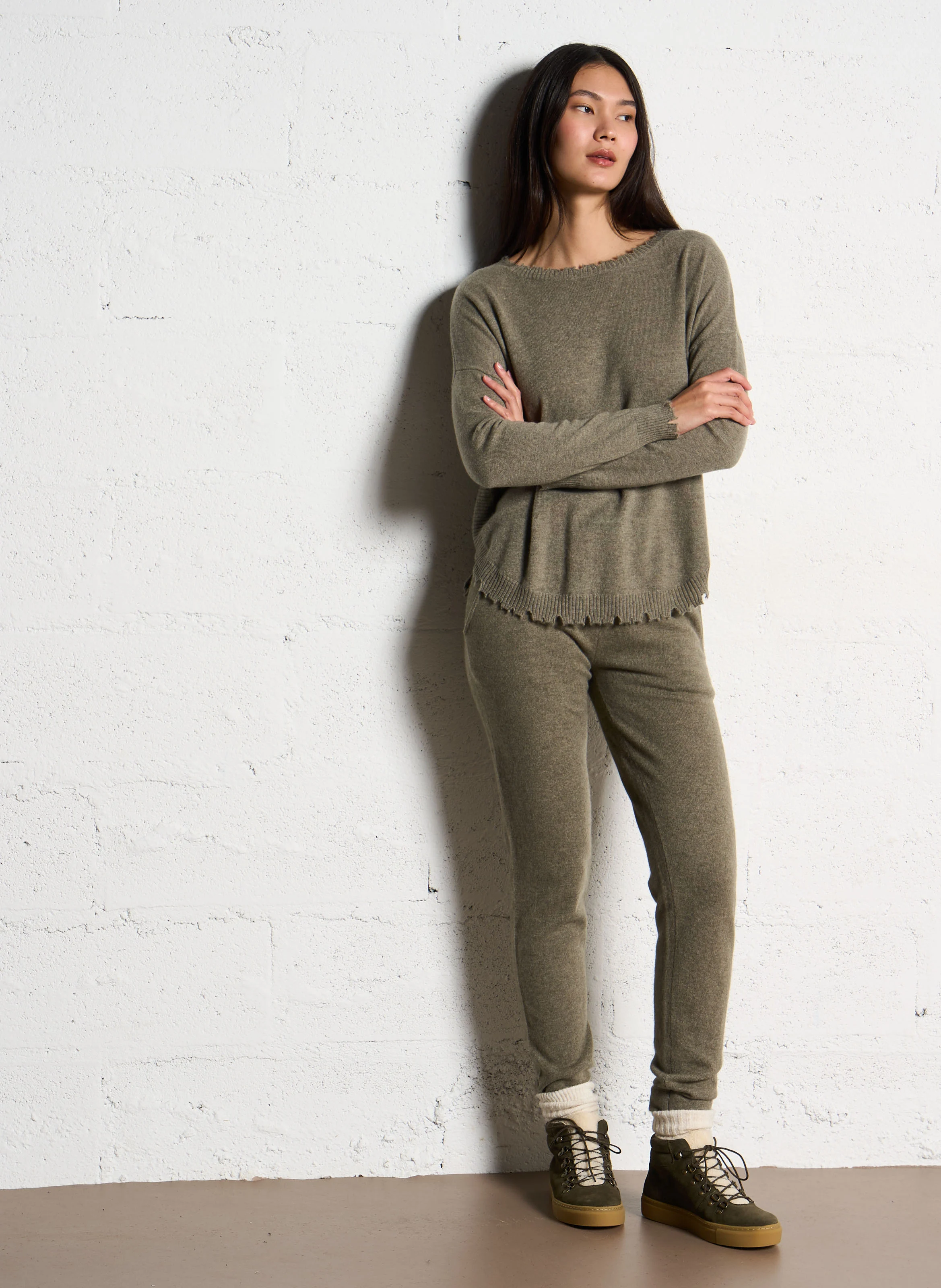 JOGGY - Jogging droit en cachemire | Vert