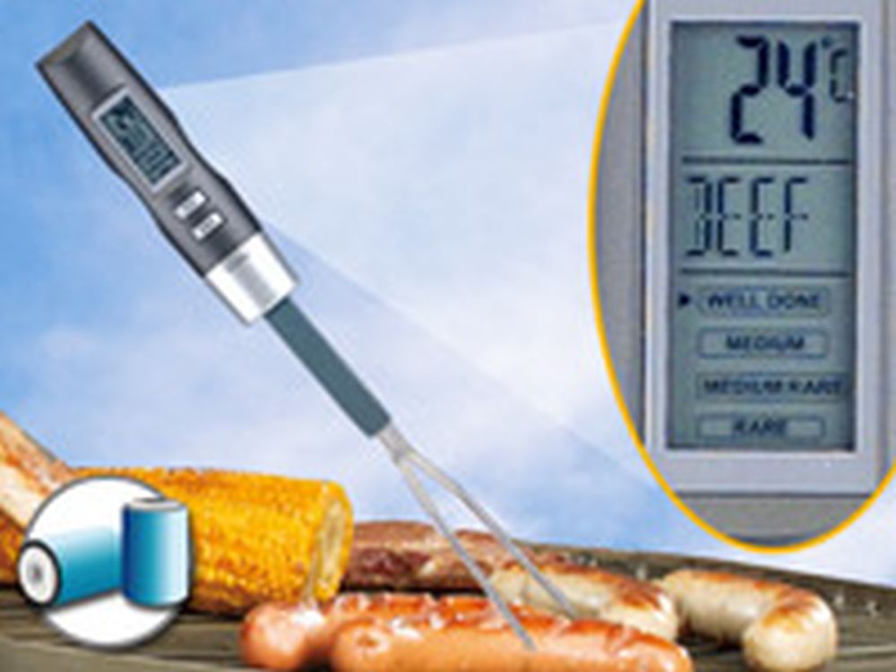 Rosenstein & Söhne Elektronische Grillgabel mit LCD Anzeige Grill Thermometer