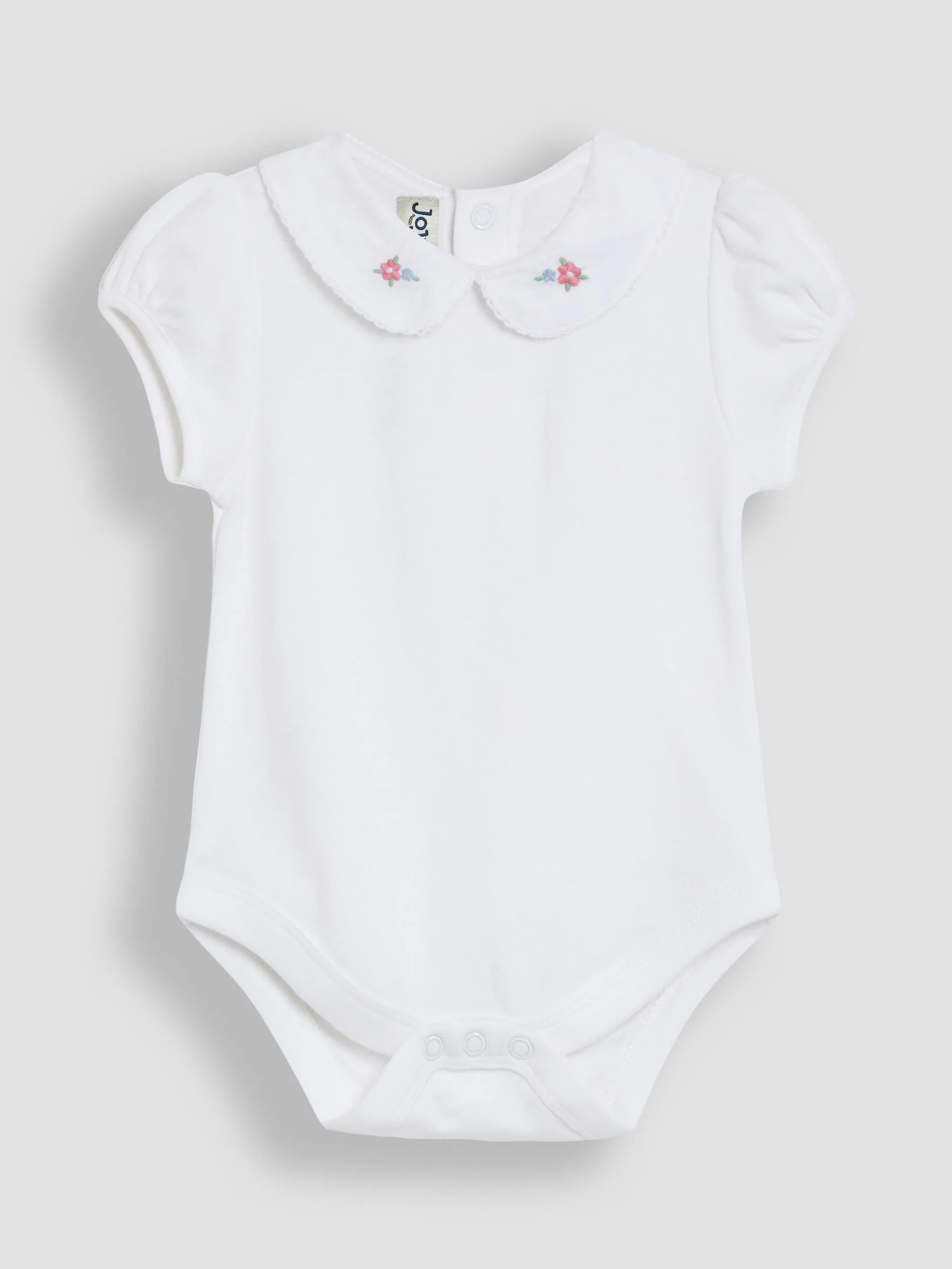JoJo Maman Bébé Floral Print Embroidered Peter Pan Collar Body