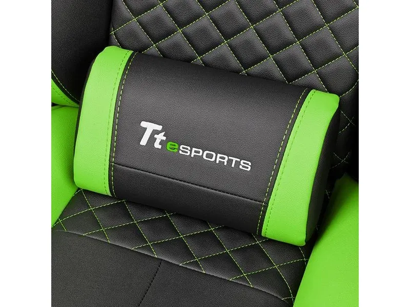 Ttesports GT-Fit 100 - Stol - armstøtter - T-formet - drejeled - aluminium, PVC, stål, kunstig læder, high-density skum - sort, grøn