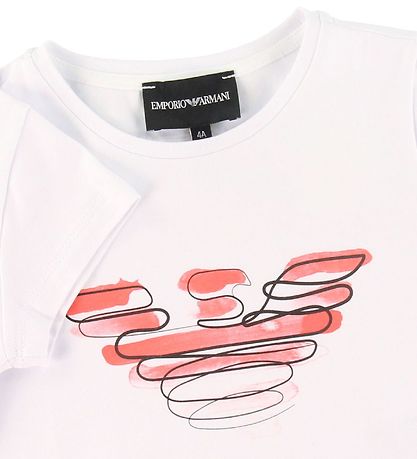 Emporio Armani T-Shirt - Weiß m. rosa Logo