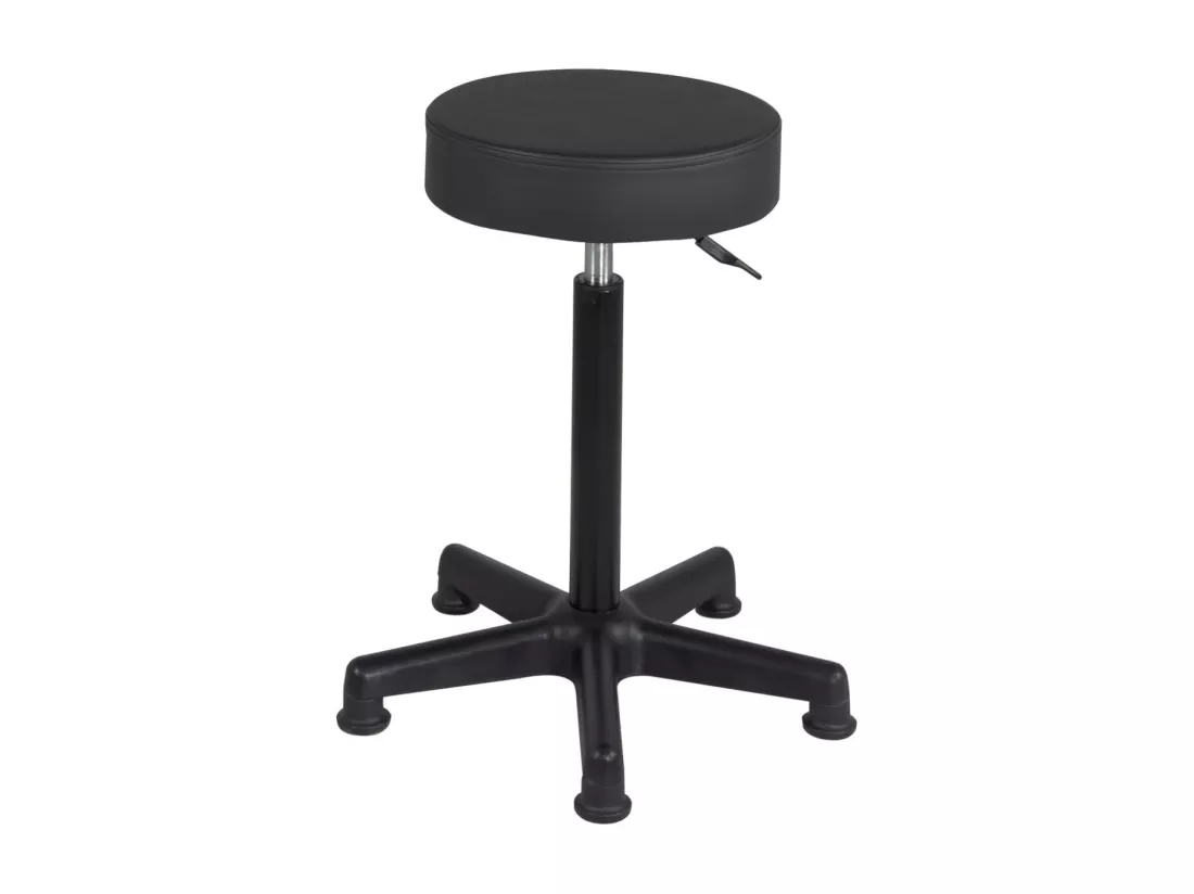 Tabouret de travail caisse comptoir simili rembourré pivotant hauteur réglable 61-81 cm YÉ+ (noir)
