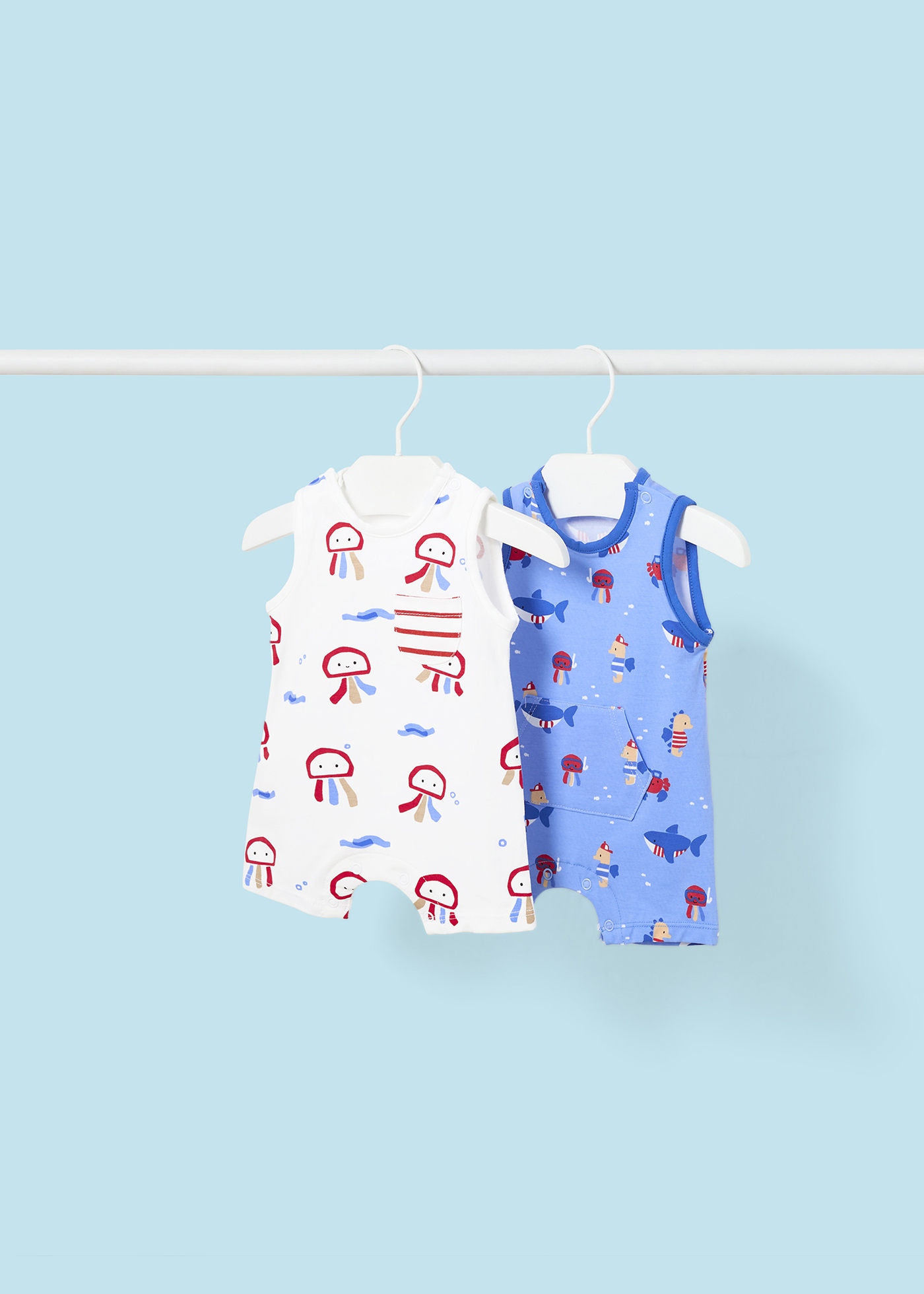 Conjunto de 2 macacões sem mangas Better Cotton para recém-nascidos, cor couve.