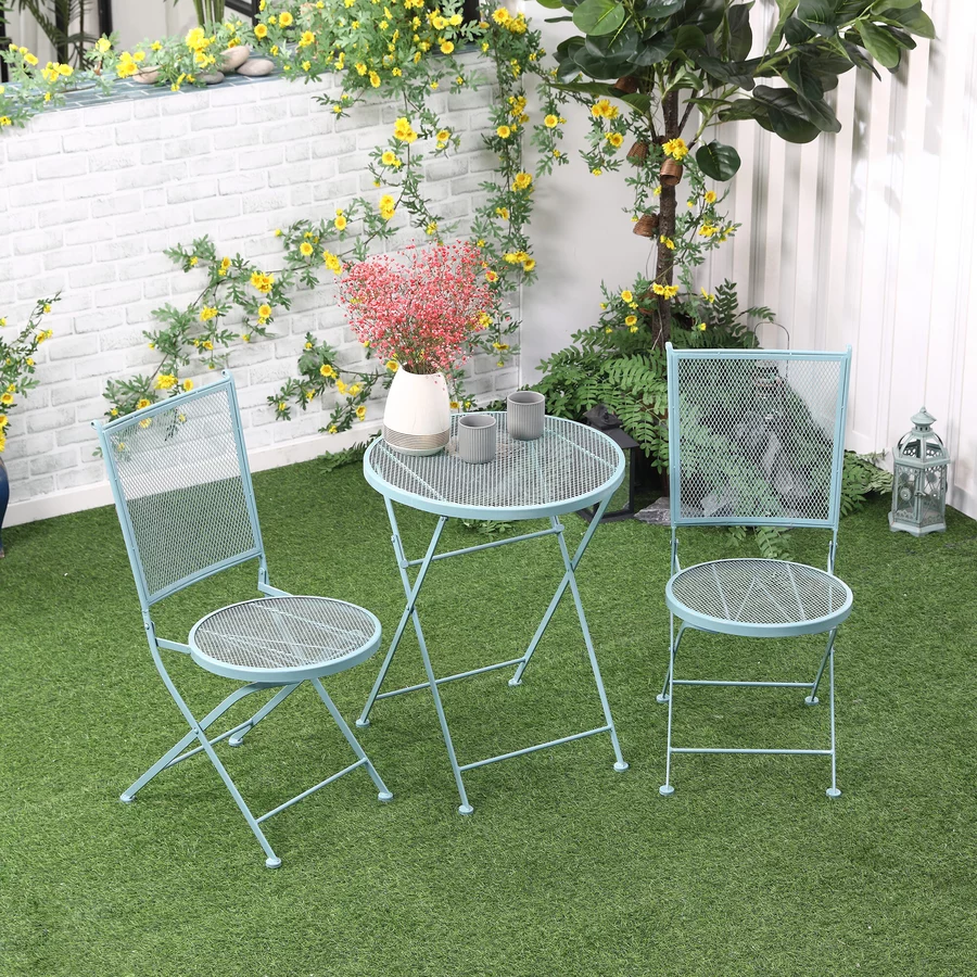 Outsunny Gartenmöbel-Set mit Klappbarkeitsfunktion blau