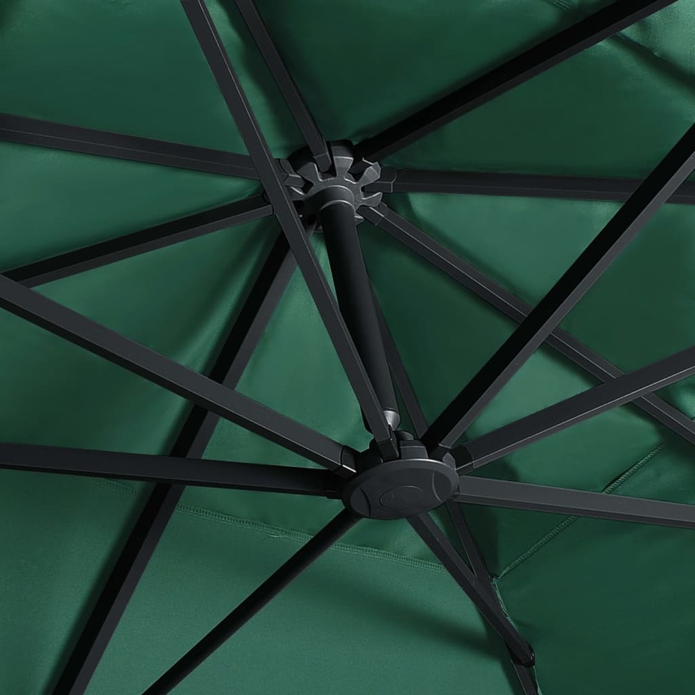 Parasol déporté avec lumières led aluminium 400 x 300 cm vert