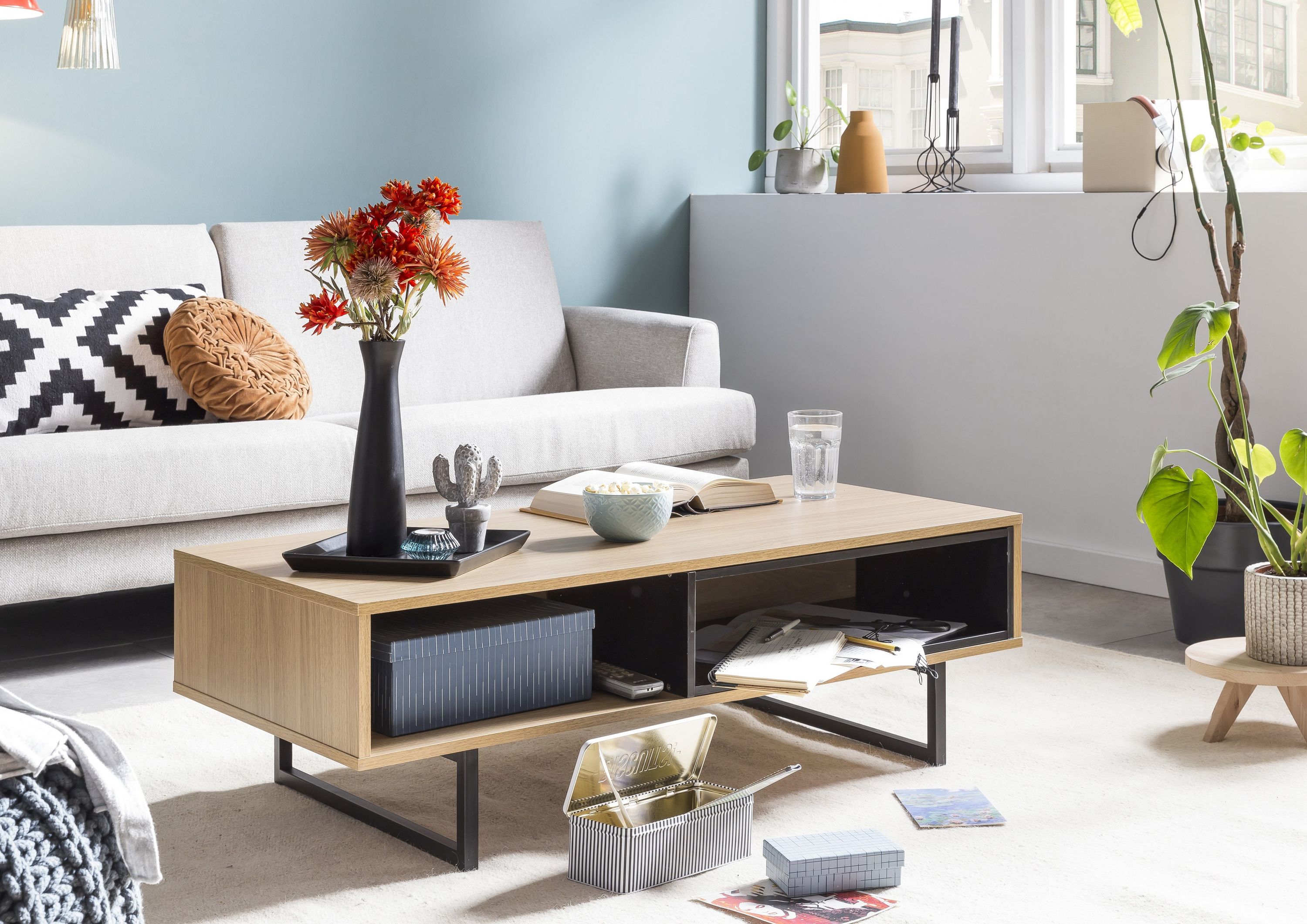 Couchtisch Eiche Dekor Wohnzimmertisch Sofatisch Beistelltisch Tisch Lowboard