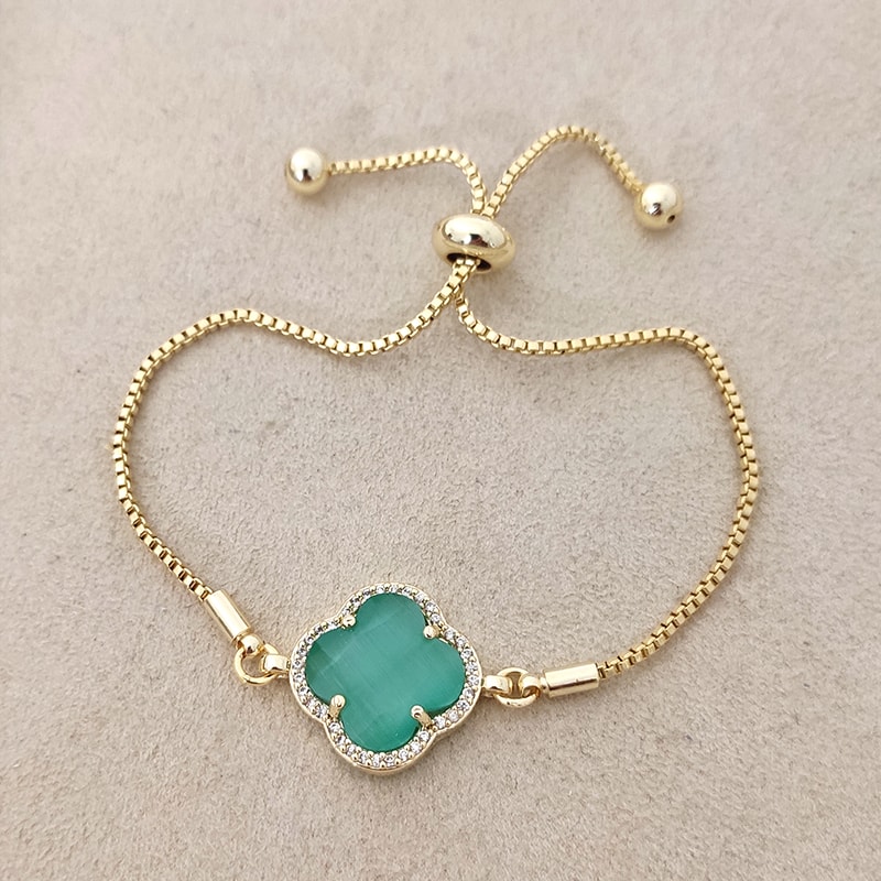 Bracelet - Laiton plaqué or & pierre - Bleu