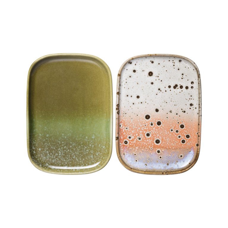 HKliving 70's Ceramic schaaltje 14x10 set van 2 atlas