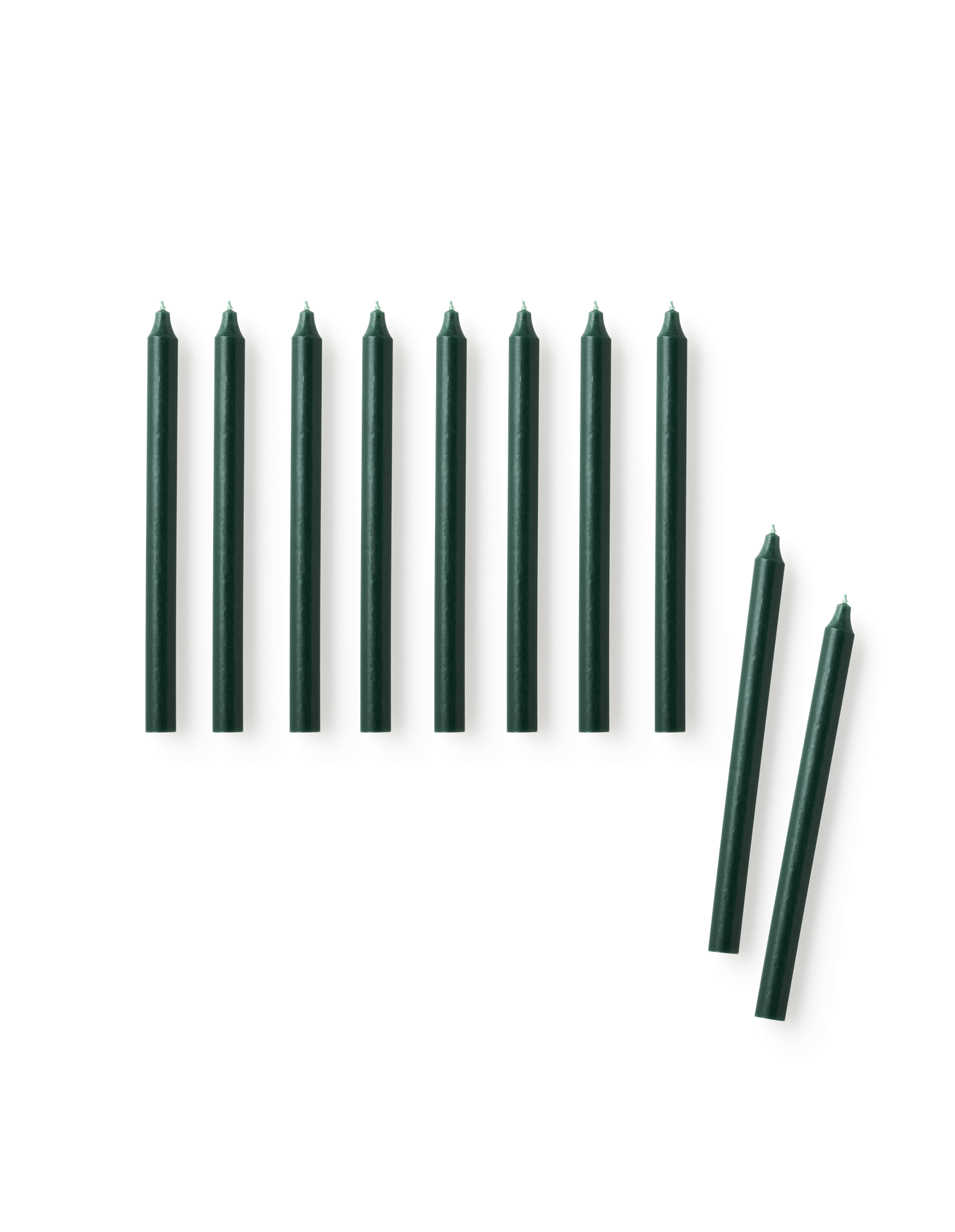 Stagelys 29 cm 10-pak | Paraffin. 29 cm. 10 stk. | Forest Green