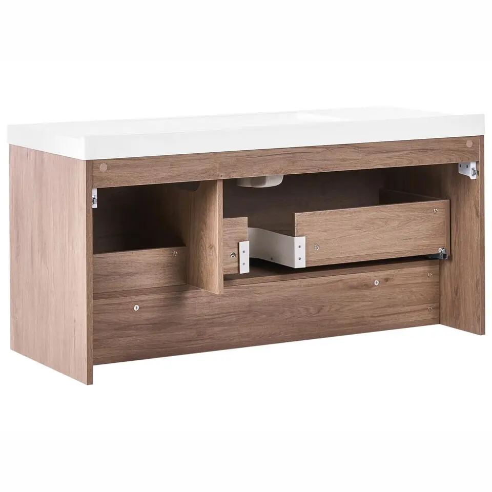 UMAYO - Wandgemonteerd meubel met wasbak - Lichtbruin - 120 cm - MDF