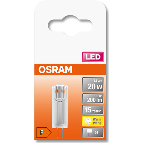 Osram LED pin 1,8W - varmt hvidt lys