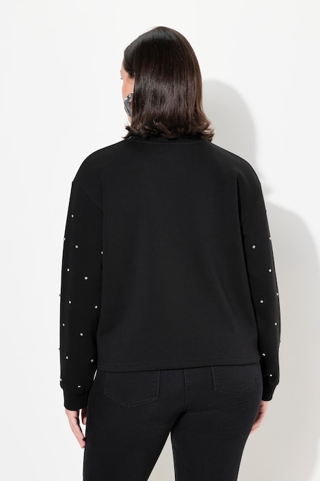 Sweatshirt, Ziersteine, Oversized, Rundhals, Langarm