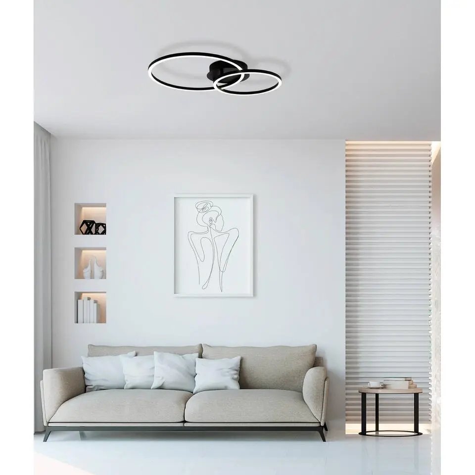 EGLO Palmaves 2 plafondlamp - LED - 55 cm - Rond - Zwart