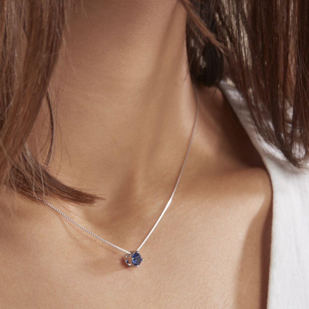 Collier Dwight Argent Blanc Oxyde De Zirconium Bleu