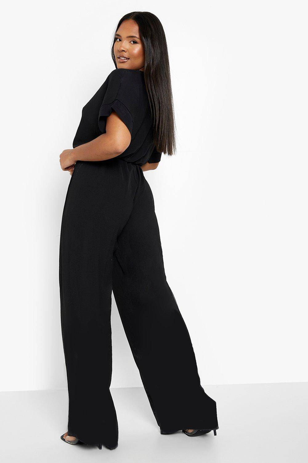 boohoo Plus Combinaison ample tissée ceinturée à jambes larges