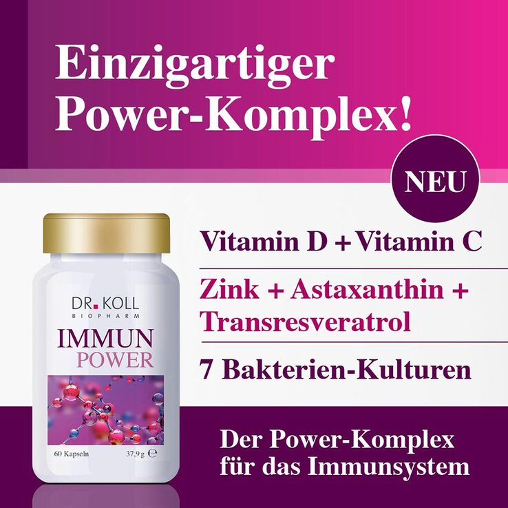 Immun Power Dr. Koll Vitamin C + Vitamin D + Zink Kapseln , 60 St